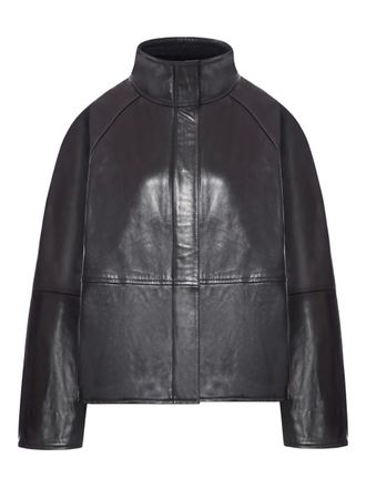 SOEUR Gamma high-neck leather jacket - women - Lamb Skin - 36 - Black