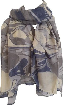 GlamLondon Marble Pattern Scarf Large Size Fashionable Marbled Printed Women Multi Purpose Wrap (Grey)