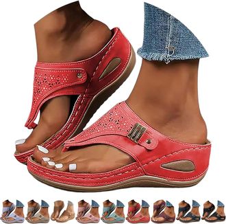 Generic Orthopedic Wedge Sandals for Women Lightweight Orthopedic Flip Flops UK Wide Fit New Summer Slides Non-Slip Beach Shoes Toe Post Slippers Arch Support