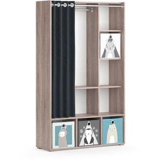 Vicco Armario De Ropa Para Ni&ntilde;os Luigi, Sonoma, 105.8 X 178.1 Cm Con Cajones Abatibles (gris) Vicco