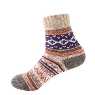 Generic Colorful Ethnic Knitted Socks,Womens Fuzzy Socks Soft Cozy Fluffy Slipper Socks, Winter Warm Plush Home Sleeping Socks,Mid-Calf Coral Fleece Home Slip