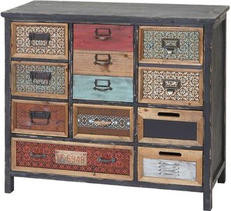 Hhg Mueble boticario 069, cómoda, madera maciza de abeto, aspecto shabby vintage 84x90x32cm