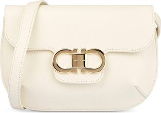 Ferragamo Rectangular White Calf Leather Shoulder Bag