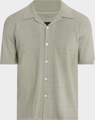 Rag & Bone Mens Zuma Pointelle Short-Sleeve Shirt