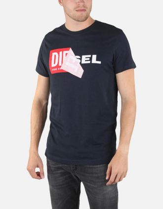 Diesel Mens DIESEL T DIEGO QA Mens T Shirt Short Sleeve Crew Neck Slim Fit Casual Cotton Tee - Navy - Size: 38