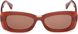 Max Mara 53mm Rectangular Sunglasses in Shiny Orange /Brown at Nordstrom Rack