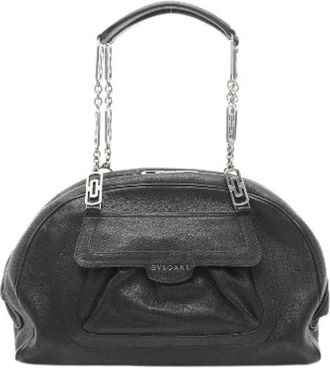 Bulgari Pre-owned Handbags, female, Black, Size: ONE SIZE Pre-owned Parentesi Leather Bowling Bag