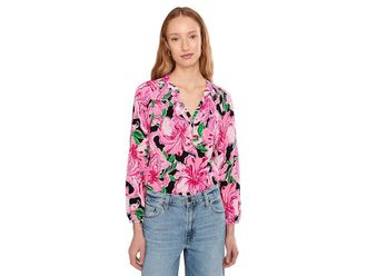 Lilly Pulitzer Elsa Top Womens Blouse Onyx : XXS, Silk
