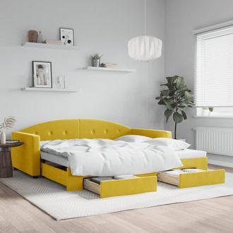 vidaXL Sof&aacute; Cama Nido Con Cajones Terciopelo Amarillo 100x200 Cm Vidaxl