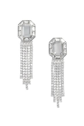 Self Portrait Silver Crystal Droplet Brass Earrings