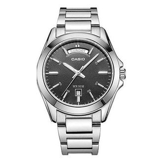 Casio Waterproof Stainless Steel Strap Quartz Mens Black Analog MTP-1370D-1A1
