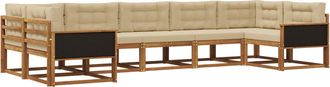 vidaXL Conjunto De Sof&aacute;s De Exterior 7 Uds. Natural Y Beige Vidaxl
