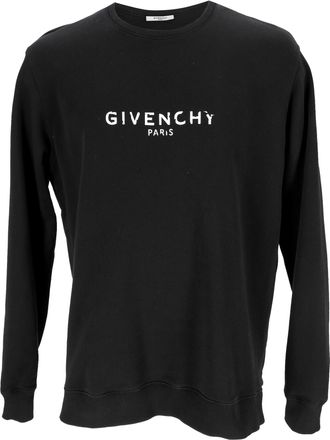 Givenchy Pre-owned Mens Logo-Print Crewneck Sweatshirt in Black Cotton - Size Medium