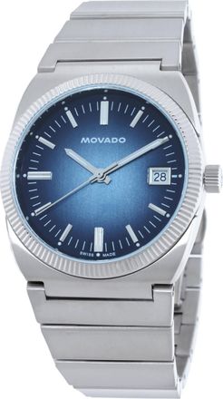 Movado Heritage Ondoplan Quartz Blue Dial Mens Watch 3650215