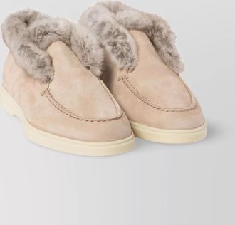 Santoni faux fur trim ankle boots with round toe
