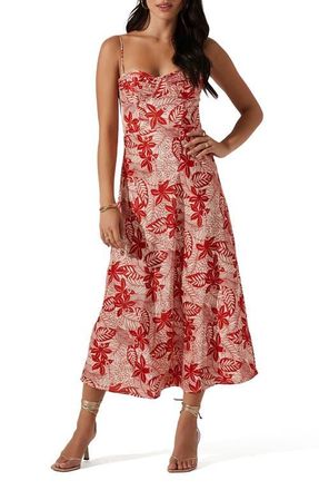 ASTR the Label Josiane Botanical Print Strappy Back Dress in Red Floral at Nordstrom, Size X-Small