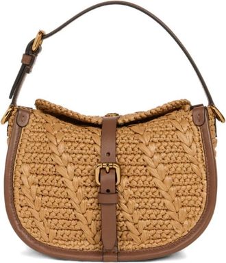 Etro Small Pony Bag van Gehaakt Raffia - Dames - Handtassen - Bruin - ONE Size - Leer - Tassen