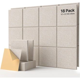 OEM Juego De 18 Paneles De Pared Insonorizados, Fabricados En Espuma Fonoabsorbente, Aptos Para Estudios De Grabaci&oacute;n, Dimensiones: 30 Cm X 30 Cm X 1 Cm, 