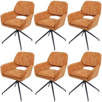 Hhg Juego De 6 Sillas De Comedor Hhg 643, Silla De Cocina, Giratoria Con Retorno Autom&aacute;tico, Tejido De Chenilla (490 G/m&sup2;) Oeko-tex, Amarillo Ocre