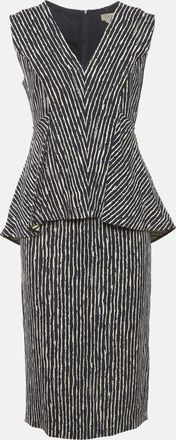Sportmax Navy Blue/white Stripe Crepe Peplum Mini Dress