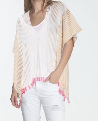 Label+Thread Amelia Tassel Poncho In White/ecru