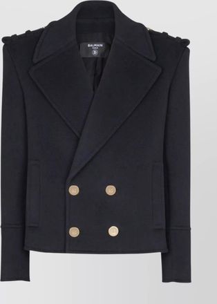 Balmain cropped double breasted wool peacoat