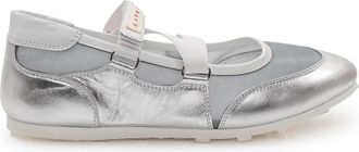 Marni Metallic Leather-trimmed Mesh Sneakers - Dames - Ballerinas - Grijs - 39 EU - Leer - Schoenen