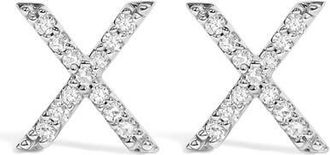House of Brilliance 10K Gold 1/10 Cttw Diamond Initial A to Z Stud Earring in White Gold | X at Nordstrom