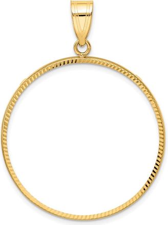 Diamond2Deal 14k Yellow Gold and Diamond-cut 32.0mm Prong Coin Bezel Pendant