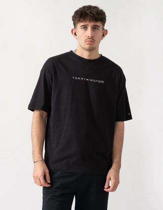 Tommy Hilfiger Mens Tommy Hilfiger Logo Mens Lounge Tee - Black - Size: 42