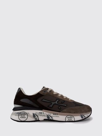 Premiata Moerun Suede Calfskin Leather Trainers with Applied Logo