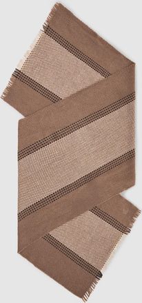 Reiss Taupe Wool-cashmere Textured Scarf
