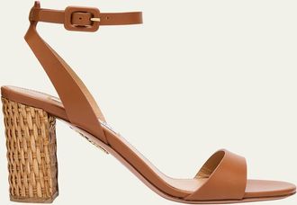 Aquazzura Sunseeker Leather Ankle-Strap Sandals