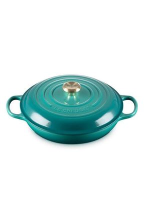 LE CREUSET Signature 5 Quart Enameled Cast Iron Braiser in Riviera at Nordstrom