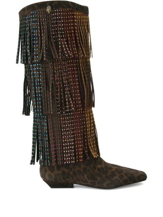 Kurt Geiger Western Fringe boots - women - Suede/Calf Leather/Fabric - 41 - Brown