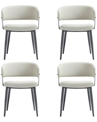 Manhattan Comfort Set of 4 Luce Textured Leatherette Dining Chairs with Metal Legs
