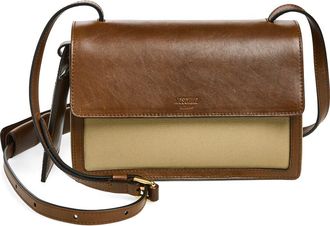 Moschino ID Leather & Canvas Crossbody Bag in Natural/Hide 10A Oo9 at Nordstrom