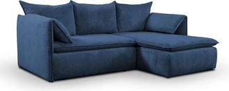Vente-Unique Vente-unique - Divano Letto Angolare In Velluto A Coste Blu Marine - Angolo A Destra - Teodora Di Pascal Morabito