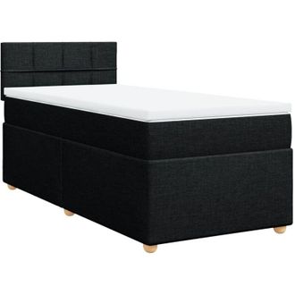 vidaXL Vidaxl - Cama Box Spring Individual Con Colch&oacute;n Tela Negro