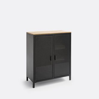 La Redoute Interieurs Lage kast in metaal en eik, 2 deuren Agama