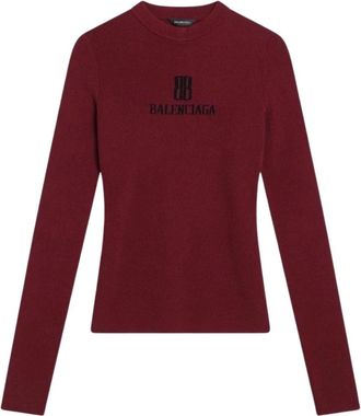 Balenciaga BB Monogram Knit Top - Dames - Longsleeves - Rood - L - Tops