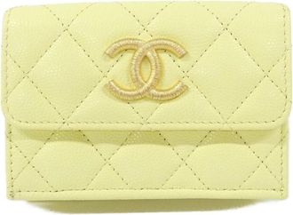 Chanel Yellow Grained Calfskin Wallet (Bi-Fold) (Pre-Owned)