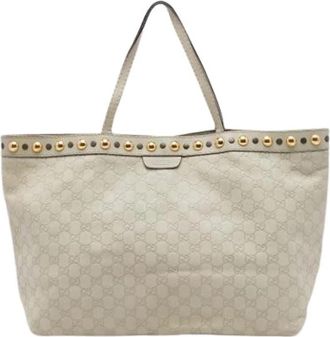 Gucci Pre-owned Babouska Tote Bag - Dames - Vintage Shopper - Wit - ONE Size - Leer - Vintage
