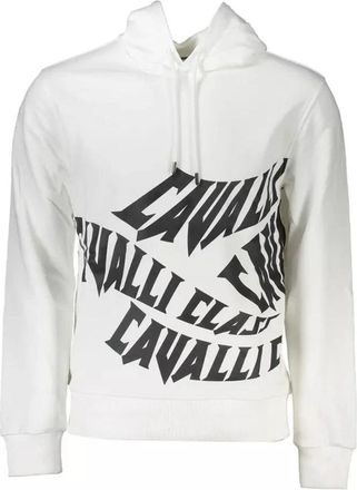 Cavalli Witte hoodie met logo print - Heren - Hoodies - Wit - M - Katoen - Hoodies & sweatvesten