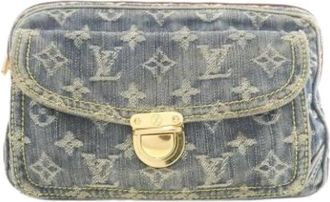 Louis Vuitton Pre-owned Monogram Denim Shoulder Bag - Dames - Vintage Heuptassen - Blauw - ONE Size - Denim - Vintage