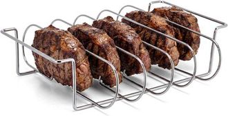 OEM Rejilla Para Costillas De Barbacoa, Rejilla Para Carne Y Costillas, Reversible, Rejilla Para Horno, Acero Inoxidable, Con 6 Ranuras, Plateado