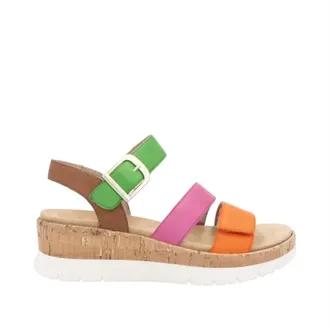 Rieker Womens Gizela 50 Sandal In Aperol/fuchsia/absynth/muskat