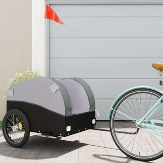 vidaXL Vidaxl - Remolque Para Bicicleta Hierro Negro Y Gris 45 Kg