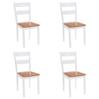 vidaXL Sedie Da Pranzo 4 Pz Bianche In Legno Massello Di Hevea - Vidaxl