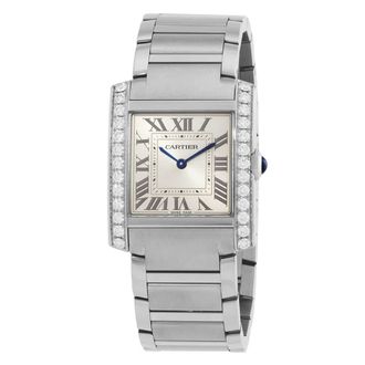Cartier Tank Francaise Medium Model Diamond Silver Dial Ladies Watch W4TA0021